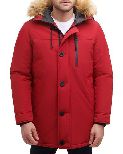 Guess 'Faux Fur Hooded Parka - Red