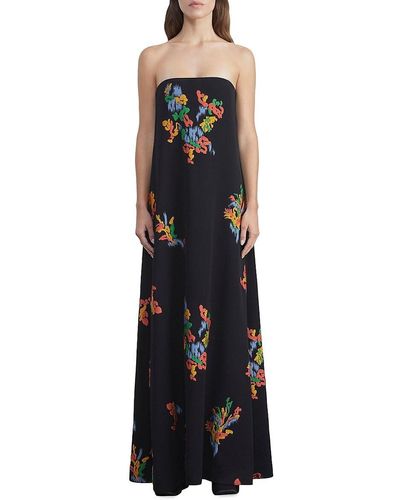 Lafayette 148 New York Embroidered Strapless Maxi Dress - Black