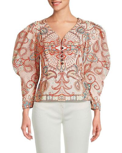 Etro Paisley Leg Of Mutton Sleeve Top - Red