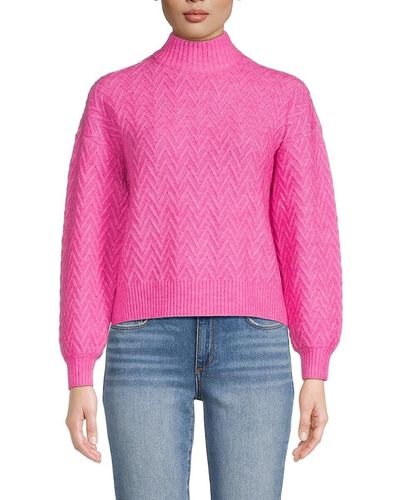 Vero Moda Ella Chevron Highneck Sweater - Pink