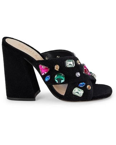 SCHUTZ SHOES Callie Glam Block Heel Crossover Sandals - Black