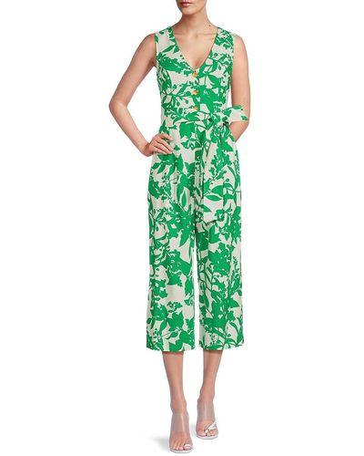 Eliza J Floral Linen Blend Jumpsuit - Green
