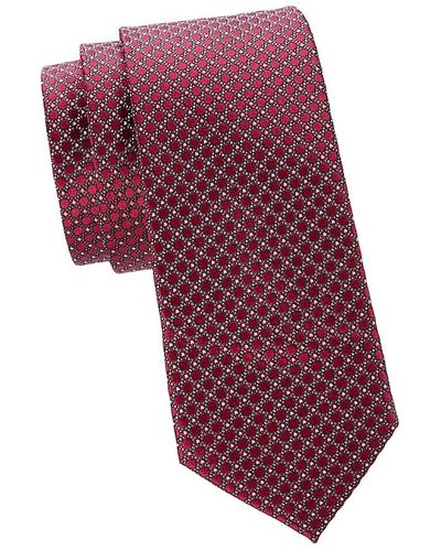 Saks Fifth Avenue Geometric Print Silk Tie - Red