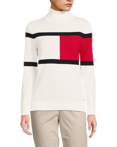 Tommy Hilfiger Flag Stella Colorblock Sweater - White