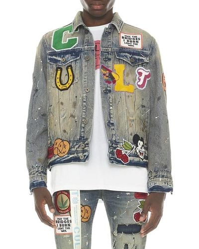 Cult Of Individuality Type 4 Embroidered Denim Jacket - Gray