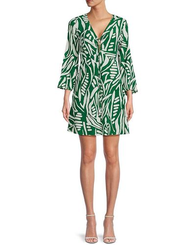 Ba&sh Abstract V Neck Mini Dress - Green