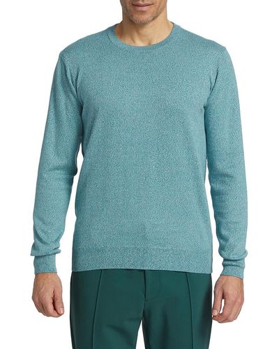 Saks Fifth Avenue Marled Cotton Crewneck Sweater - Green