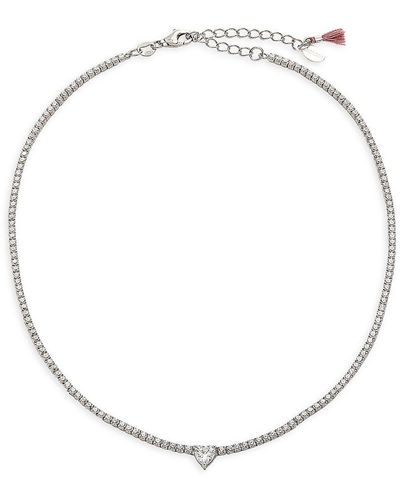 Shashi 14K Vermeil Sterling & Cubic Zirconia Heart Tennis Necklace - White