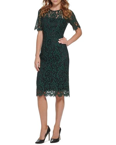 Eliza J Short Sleeve Lace Sheath Dress - Green