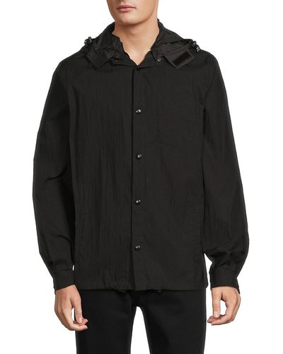 Valentino Hooded Shirt Jacket - Black