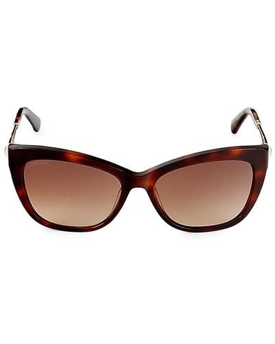 Swarovski 55mm Faux Crystal & Faux Pearl Cat Eye Sunglasses - Brown