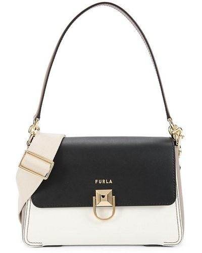 Furla Two Tone Leather Top Handle Bag - White