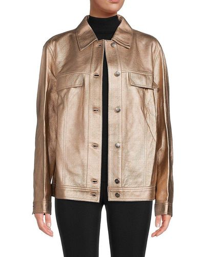 Akris Metallic Leather Jacket - Natural