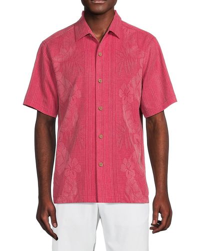 Tommy Bahama Floral Bali Border Silk Shirt - Red