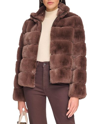 Calvin Klein Faux Fur Jacket - Brown