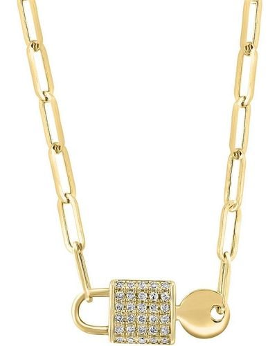 Effy 14k Yellow Gold & 0.14 Tcw Diamond Lock & Key Pendant Necklace/17" - Metallic
