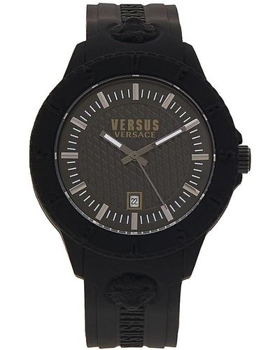 Versus 43Mm Stainless Steel & Silicone-Strap Watch - Black