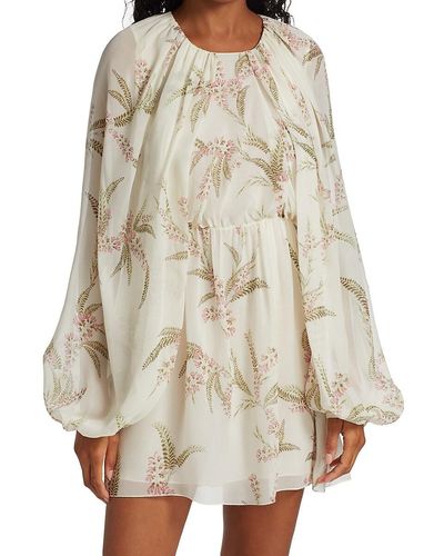 Giambattista Valli Floral Puff Sleeve Mini Dress - Natural