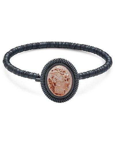 Bottega Veneta Sterling Lady Portrait Cameo Bracelet - Blue