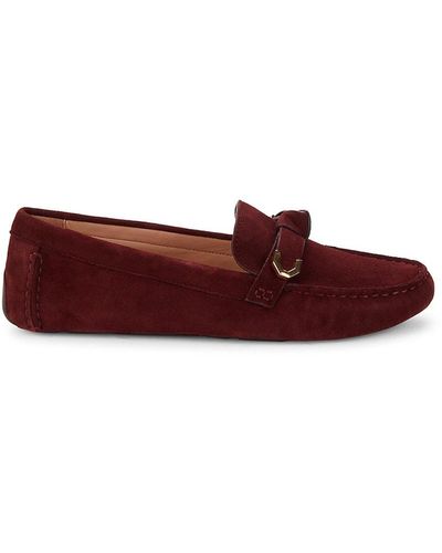 Cole Haan Evelyn Bow Suede Driving Loafers - Red