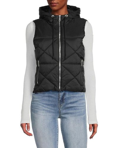 Calvin Klein Solid Hooded Puffer Vest - Black