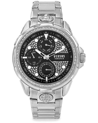 Versus 6e Arrondissement Crystal 46mm Stainless Steel Chronograph Watch - Grey