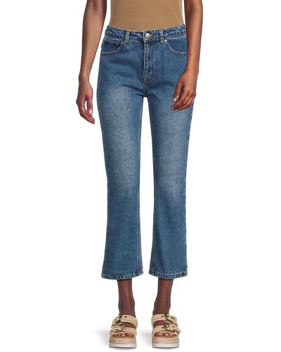 Class Roberto Cavalli High Rise Faded Cropped Jeans - Blue