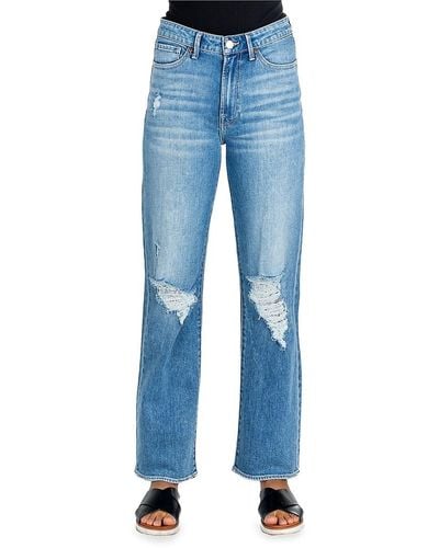 Articles of Society Village High Rise Distressed Wide Leg Jeans - Blue