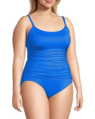 La Blanca Plus Ruched One Piece Swimsuit - Blue