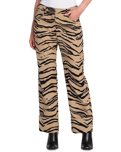 Stella McCartney Tiger Print Wool Blend Trousers - Natural