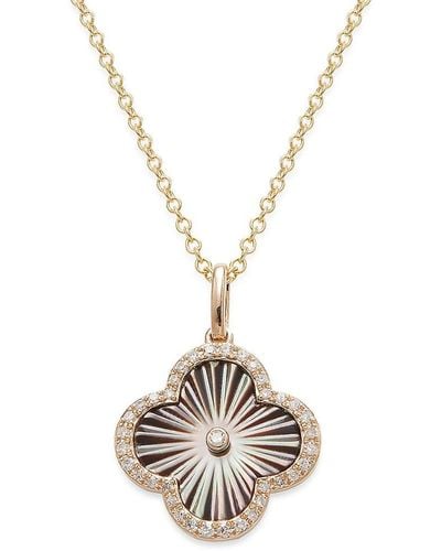 Effy 14k Yellow Gold, Black Mother Of Pearl & Diamond Clover Pendant Necklace - Metallic