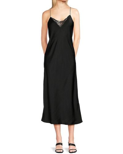 Ba&sh Clelia Lace Trim Midi Slip Dress - Black