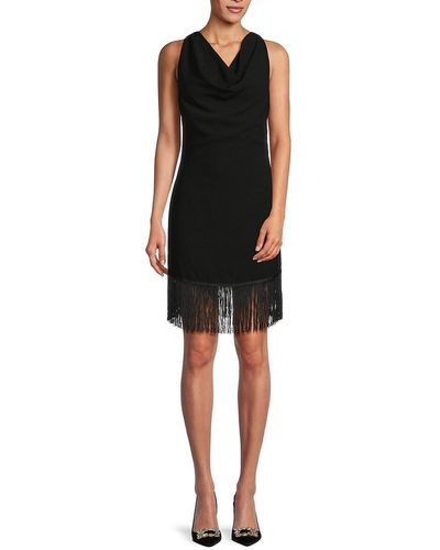 Saks Fifth Avenue Cowlneck Tassel Mini Dress - Black