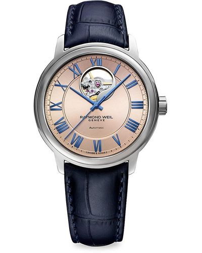 Raymond Weil Maestro Balance Wheel Leather Watch - Blue