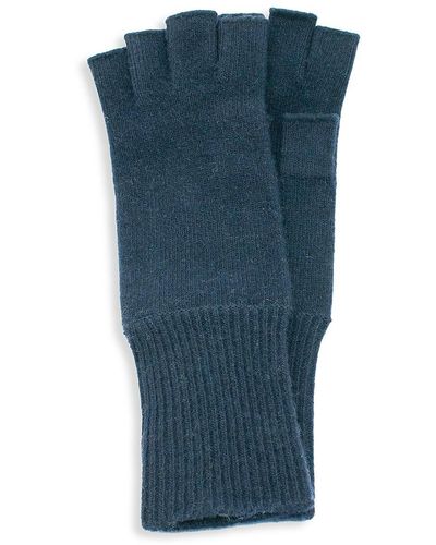 Portolano Cashmere Fingerless Gloves - Blue