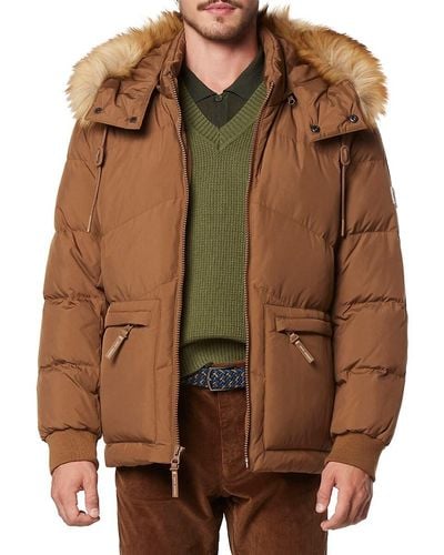 Andrew Marc Gramercy Faux Fur Trim Down Parka - Brown