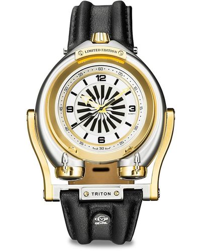 Gv2 Triton Swiss Automatic Stainless Steel & Leather-Strap Watch - Metallic