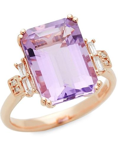 Effy 14k Rose Gold, Pink Amethyst & Diamond Ring/size 7
