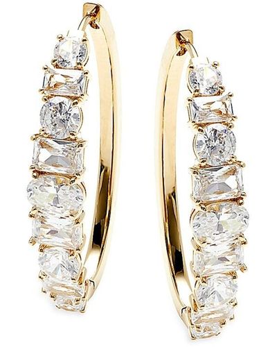 Adriana Orsini Mesmerize Deco Goldtone & Glass Crystal Oval Hoop Earrings - White
