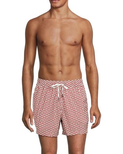 Onia Charles Geometric Swim Shorts - Red