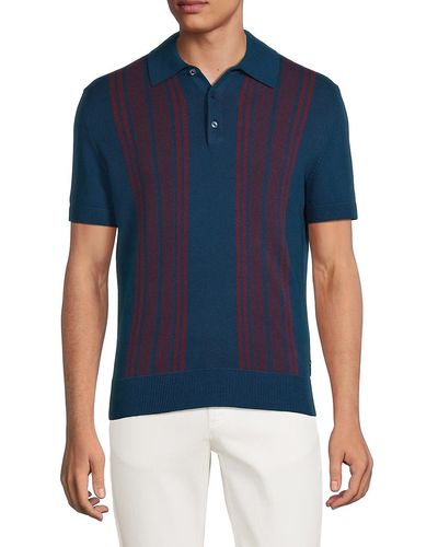 Ben Sherman Striped Polo Sweater - Blue