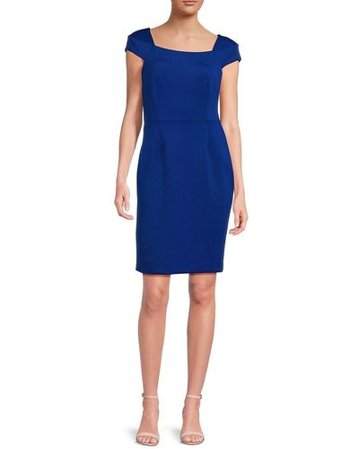 Calvin Klein Cap Sleeve Sheath Mini Dress - Blue