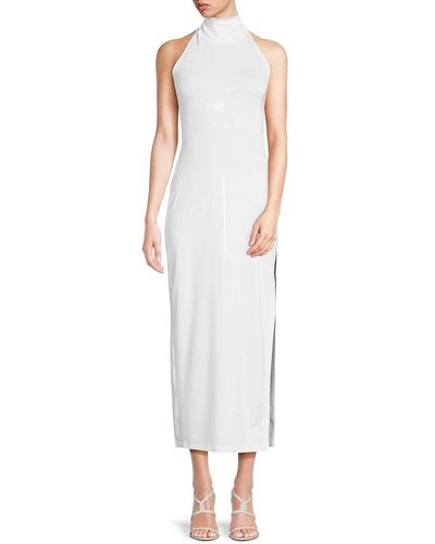 Norma Kamali Halterneck Side Slit Maxi Dress - White
