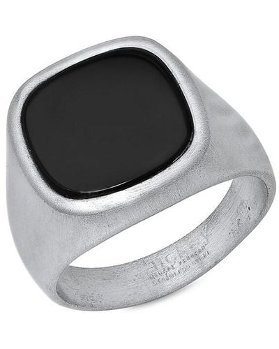 Hickey Freeman Stainless Steel & Agate Signet Ring - Black