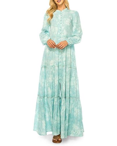 A Collective Story Floral Tiered Maxi Dress - Blue