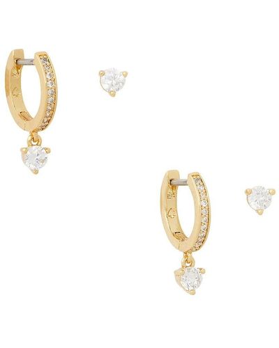 Kate Spade Set Of 2 Goldtone & Cubic Zirconia Stud Huggie Hoop Earrings - Metallic