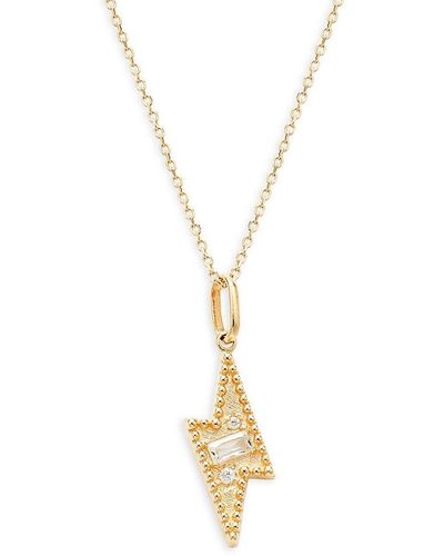 Anzie Aztec 14k Yellow Gold & Topaz Lightning Bolt Pendant Necklace - Metallic