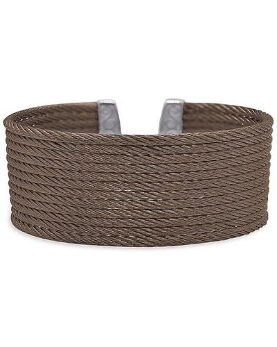 Alor Essential Cuffs Bronze Tone Stainless Steel Cable Bracelet - Brown