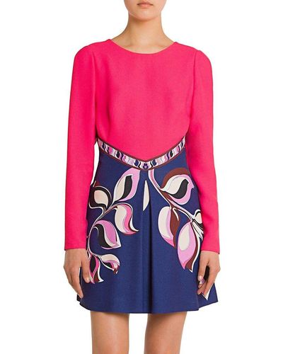 Emilio Pucci Abstract-pattern Fitted Mini Dress in Pink