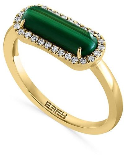Effy 14k Yellow Gold, Malachite & Diamond Ring - Green